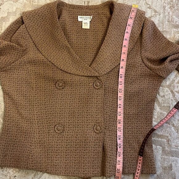 Vintage 90s textured double breasted mod collar jacket tan neutral blazer 16 L - Picture 8 of 8